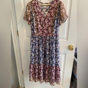 Anthropologie floral midi dress